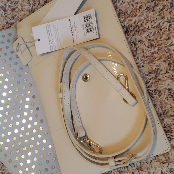 Ivory Studded Leather Envelope Lancaster Clutch - Picture 3 of 6
